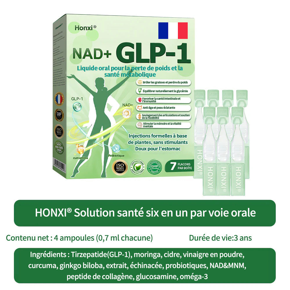 Honxi® ⚡GLP-1 + NAD+ Liquide oral pour la perte de poids et la santé métabolique (Juste une dose par jour, changements visibles en 7 jours)