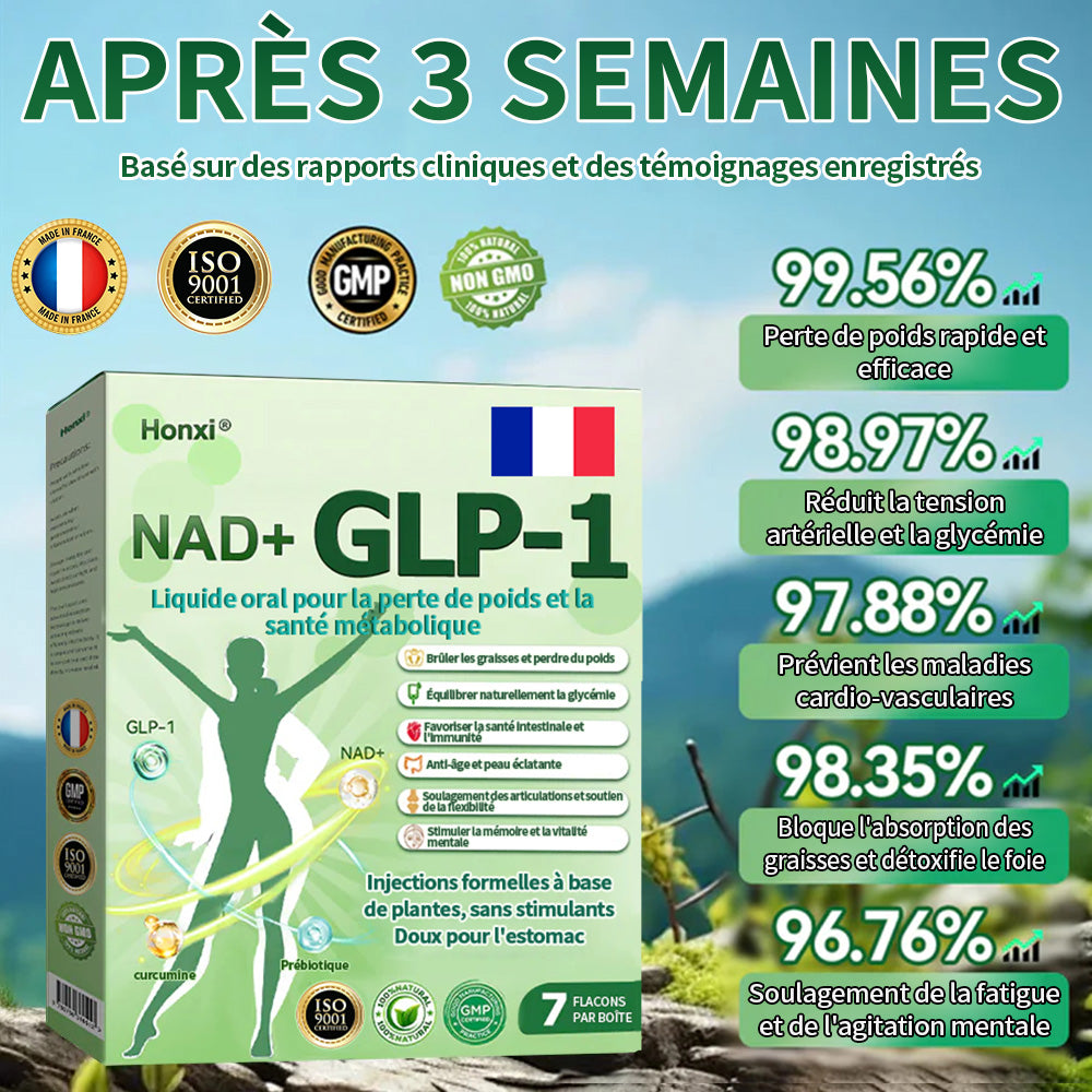 Honxi® ⚡GLP-1 + NAD+ Liquide oral pour la perte de poids et la santé métabolique (Juste une dose par jour, changements visibles en 7 jours)